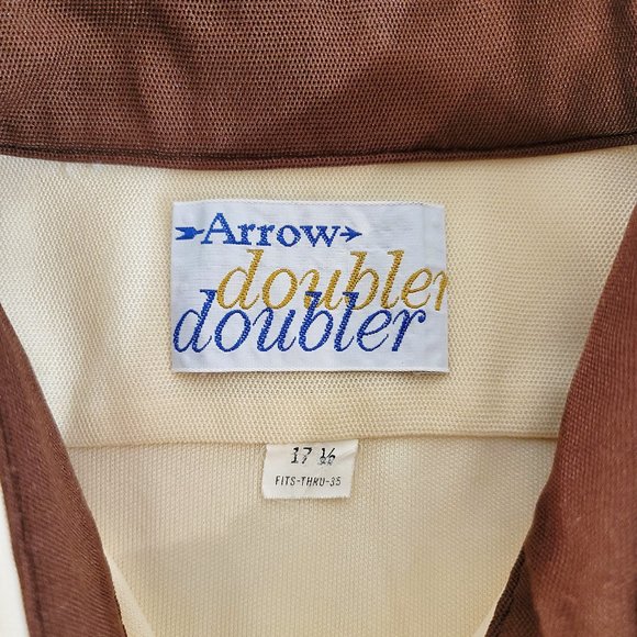Vintage ARROW Doubler Men's 17 - 35 Button Up Polyester Shirt Contrasting Stitch - Picture 5 of 7